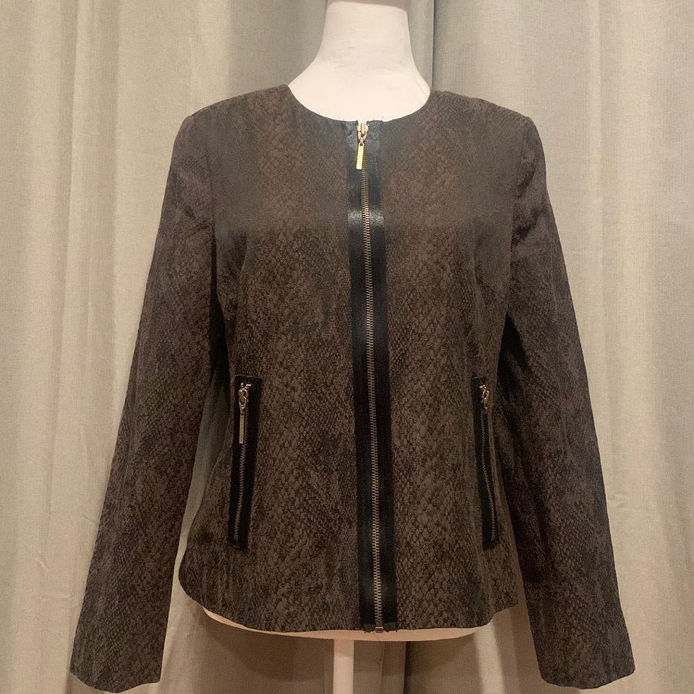 Dana Burchman Snakeskin Pattern Full Zip Jacket Size 8